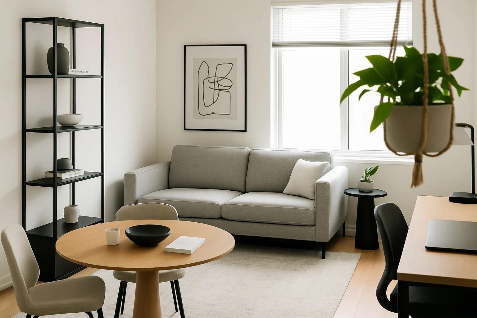 Après - Salon remis au goût du jour avec un style moderne et épuré